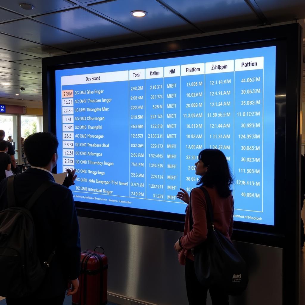 A digital display showing the AC bus schedule at Goa Airport