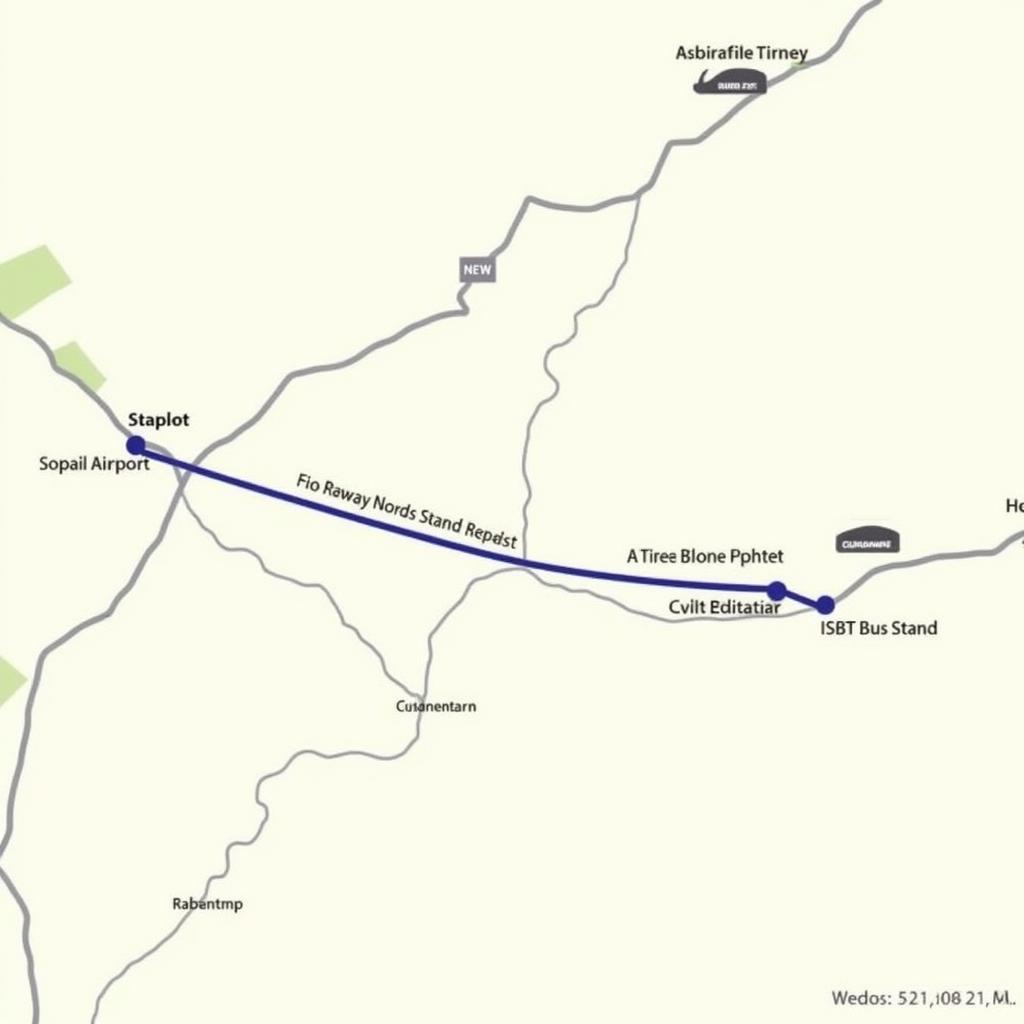 Map showing route from Guwahati Airport to ISBT bus stand