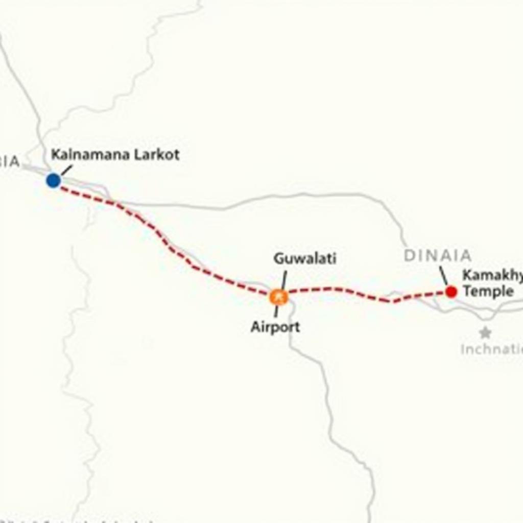 Guwahati Airport to Kamakhya Temple Distance Map