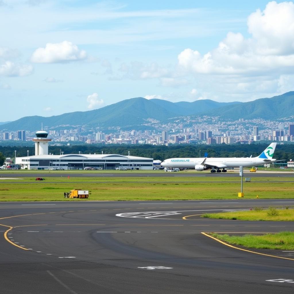 Gye Airport with Guayaquil city in the background