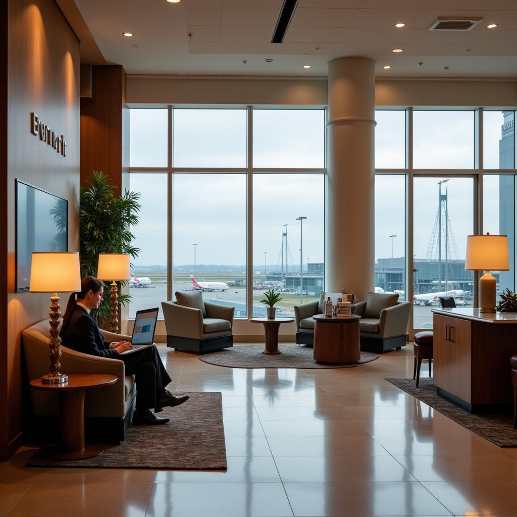 Hyatt Airport Hotel Lobby and Business Traveler