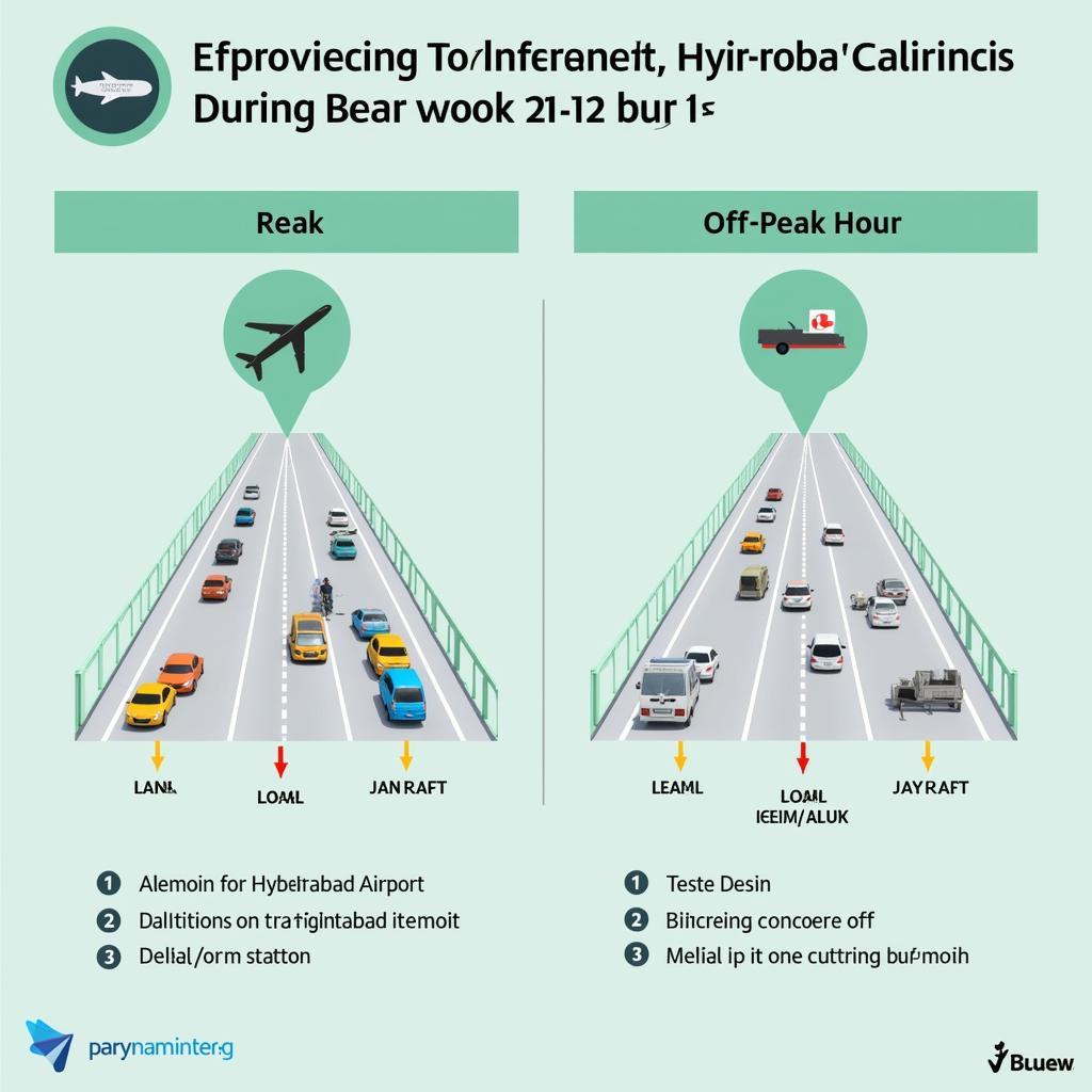 Hyderabad Airport traffic conditions during peak and off-peak hours.