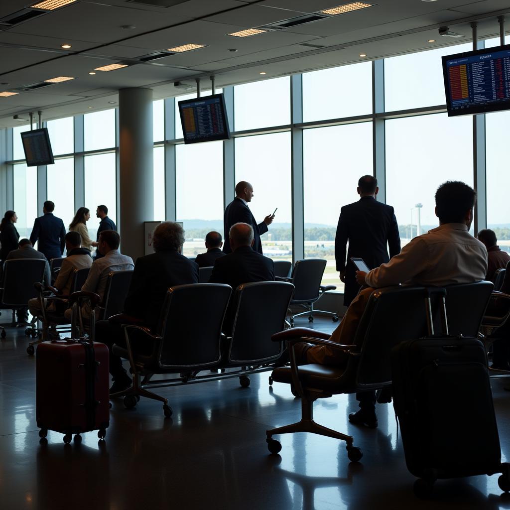 Passengers Waiting at IGI Airport Departure Lounge