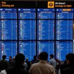 IGI Airport Flight Information Display Screen