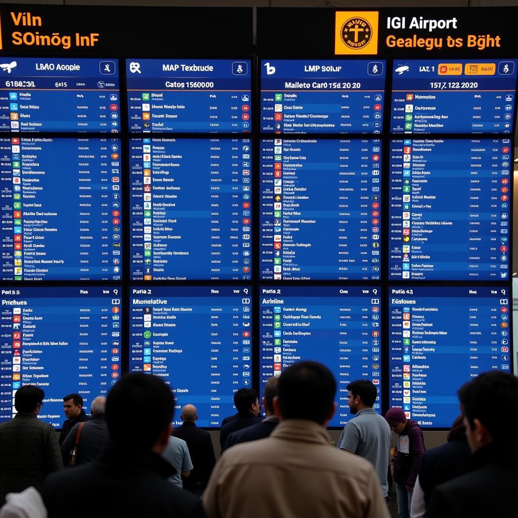 IGI Airport Flight Information Display Screen