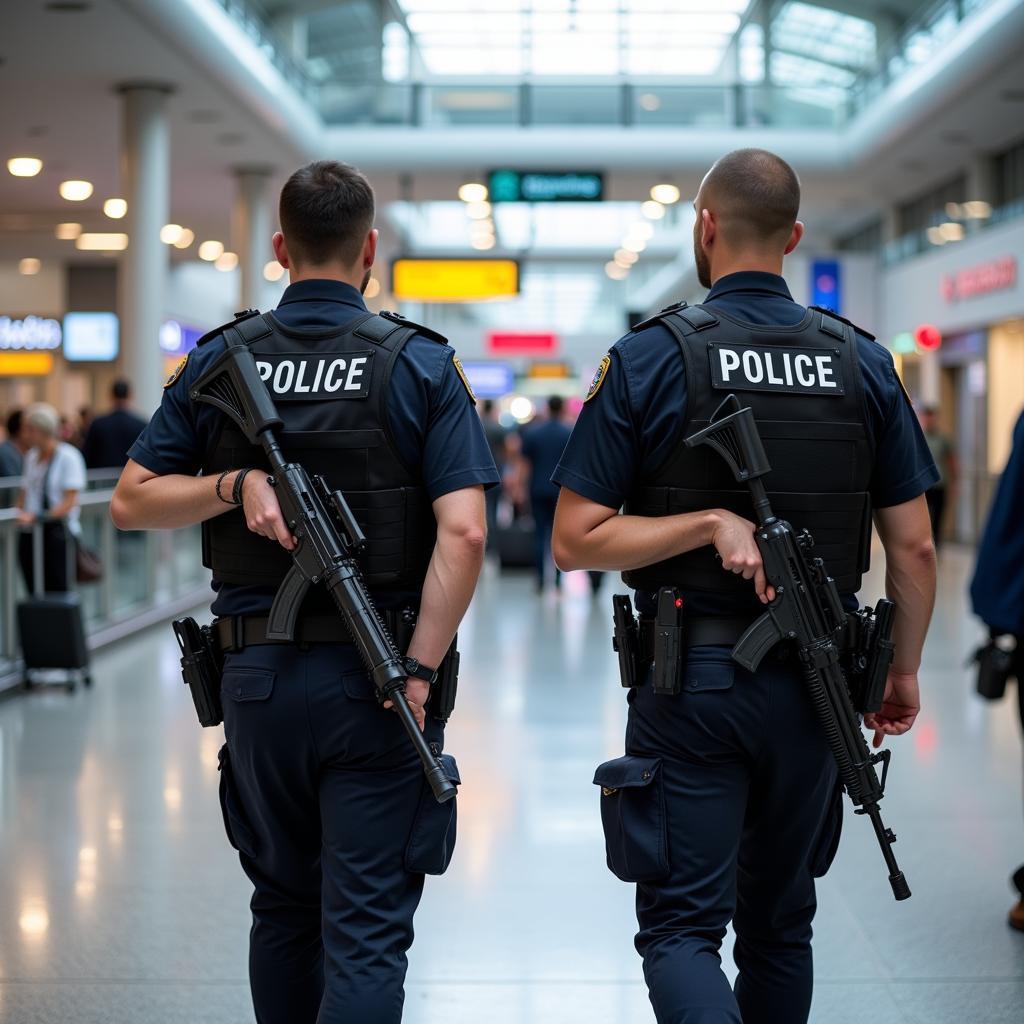 Increased Airport Security Presence: Armed Police Patrol