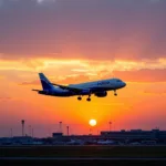 IndiGo flight taking off from an airport