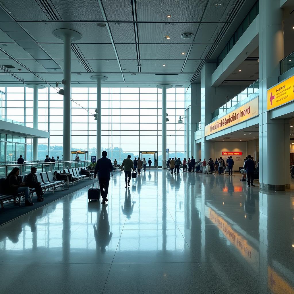 Indira Gandhi International Airport: A modern and bustling terminal view showcasing its impressive size and capacity