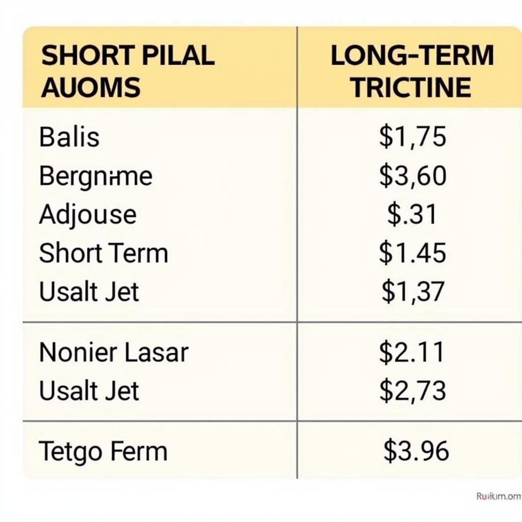 Indore Airport Parking Charges Table - Detailed Breakdown