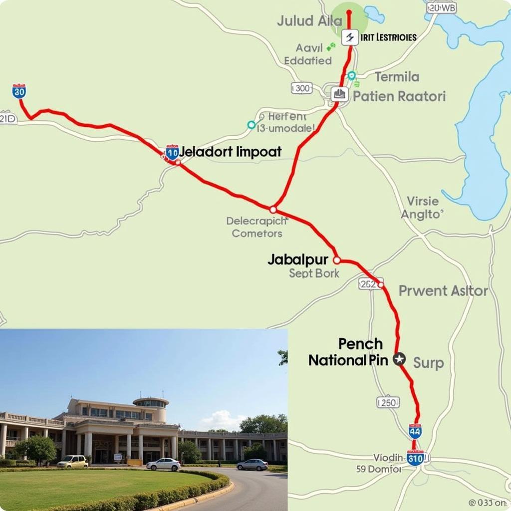 Jabalpur Airport and Route Map to Pench National Park