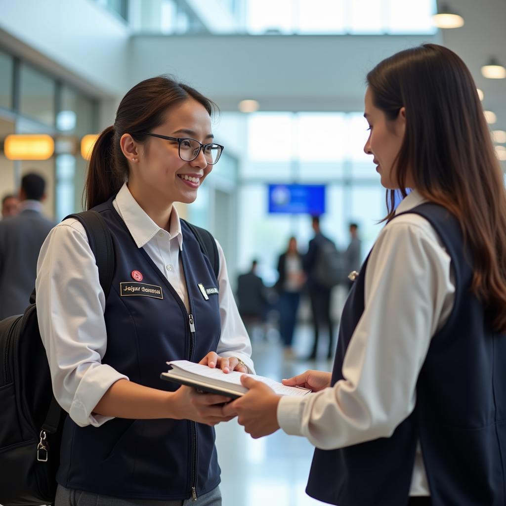 Customer Service Representative Assisting a Passenger