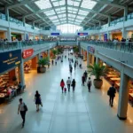 Jakarta Airport Terminal Interior: Passengers and Amenities