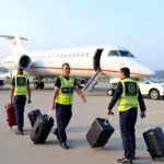 Jammu Airport Ground Staff Managing Baggage and Aircraft