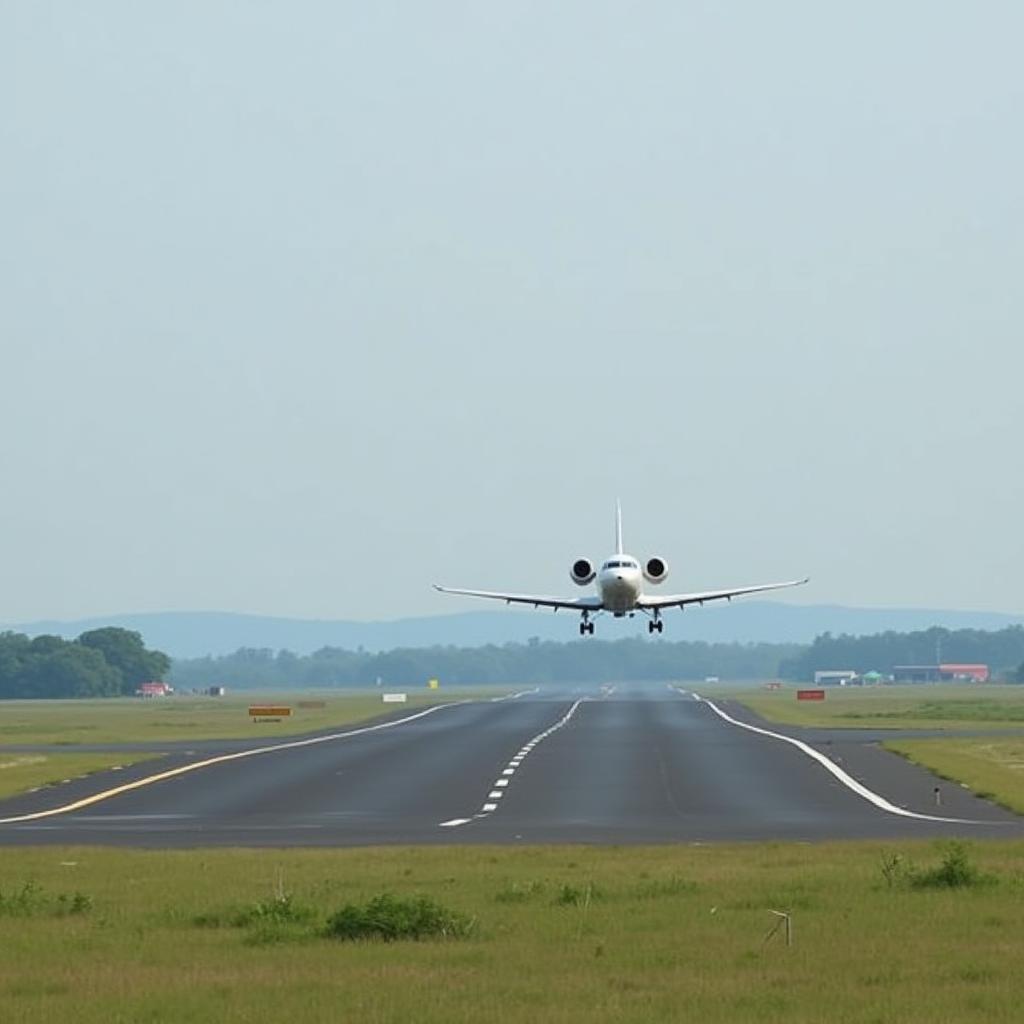 Jeypore Airport Runway and Aircraft:  A view of the runway with an aircraft preparing for takeoff.