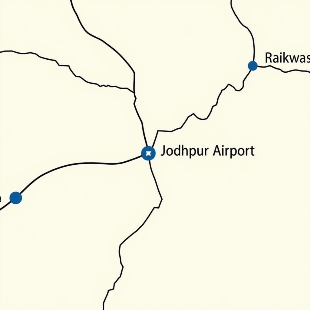 Map showing distance and route from Jodhpur Airport to Jodhpur Railway Station