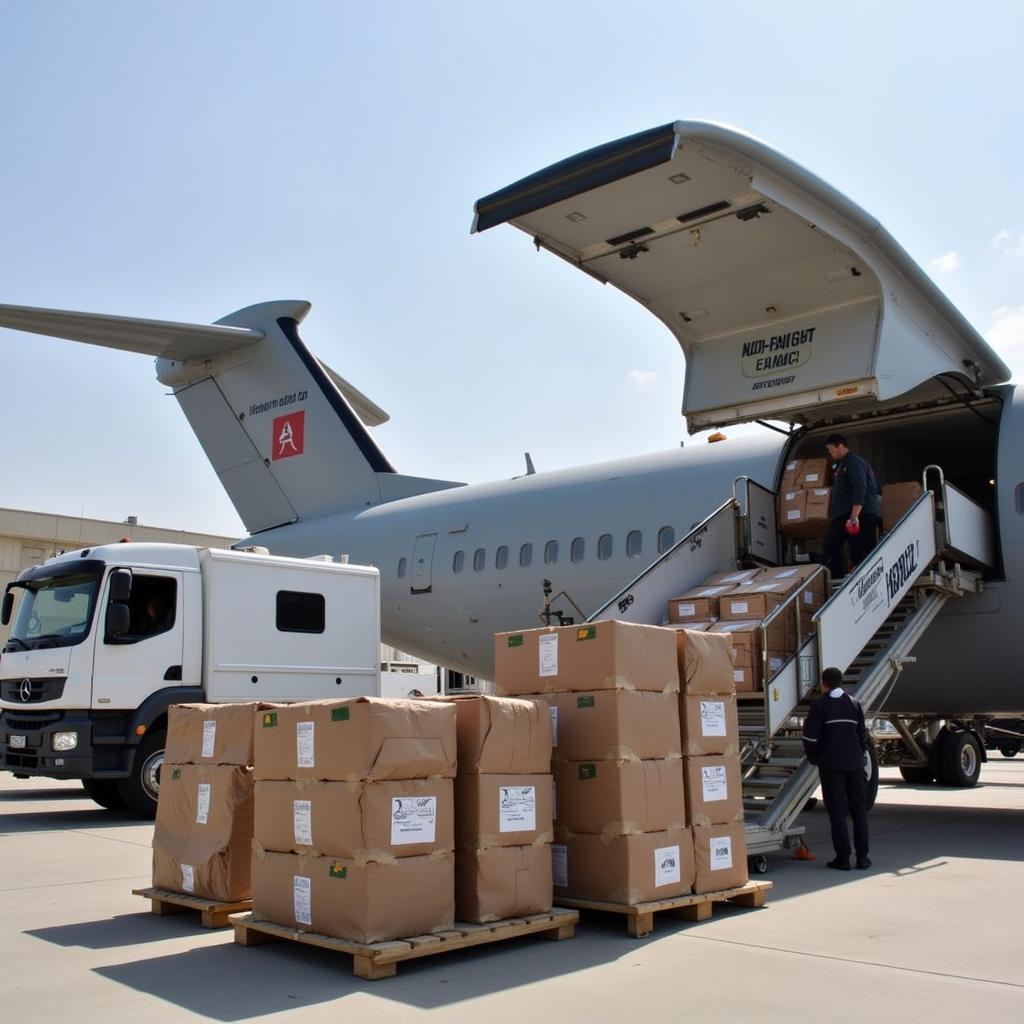 Humanitarian Aid Arriving at Kabul Airport