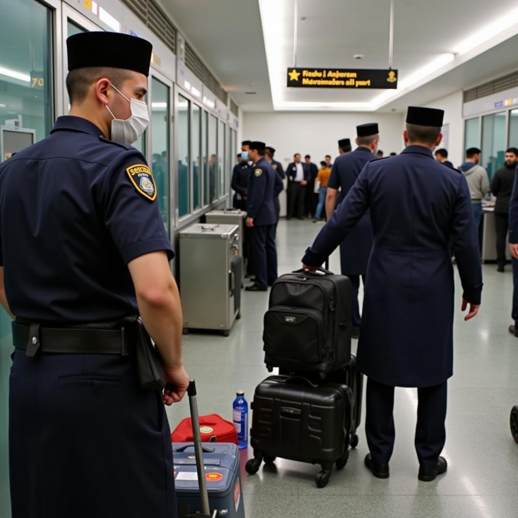 Kabul Airport Security Personnel Conducting Checks