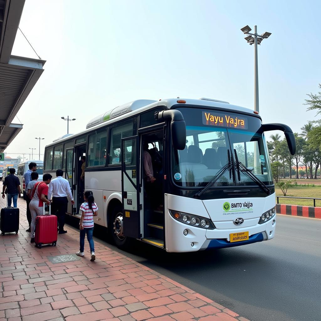 BMTC Vayu Vajra bus at Kadugodi bus stop en route to Kempegowda International Airport