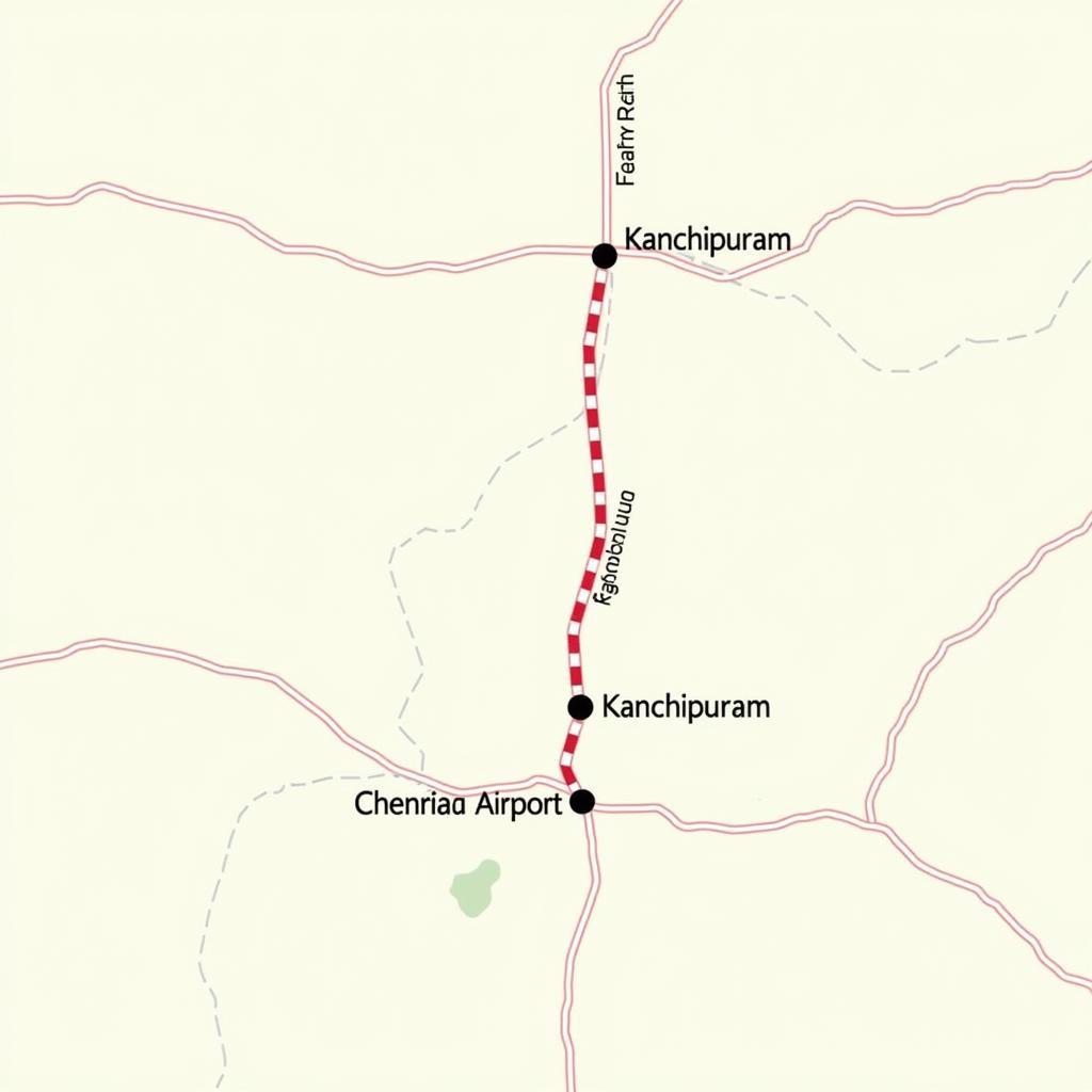 Route map from Kanchipuram to Chennai Airport