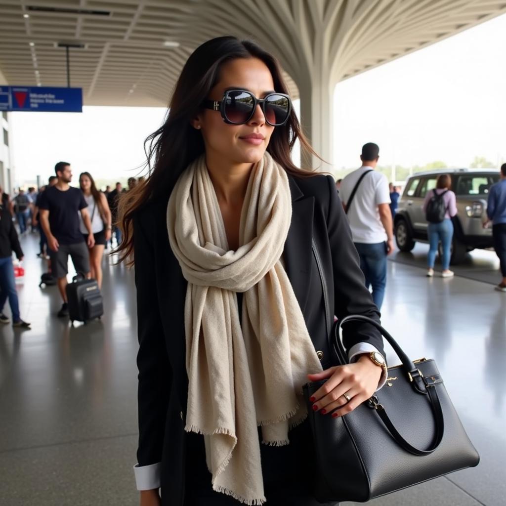 Katrina Kaif accessorizing her airport look