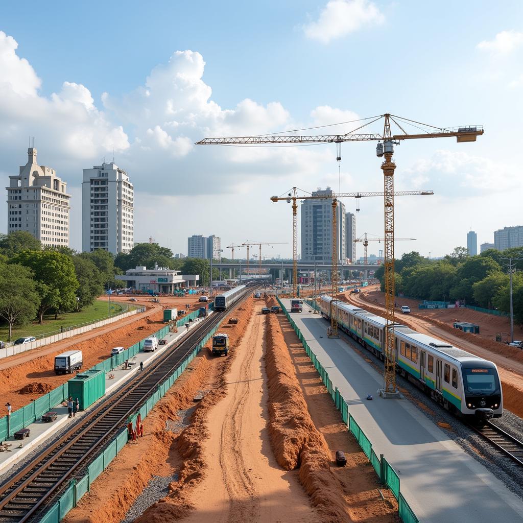 Kempegowda Airport Metro Construction: An image depicting the ongoing construction of the metro line leading to Kempegowda International Airport.