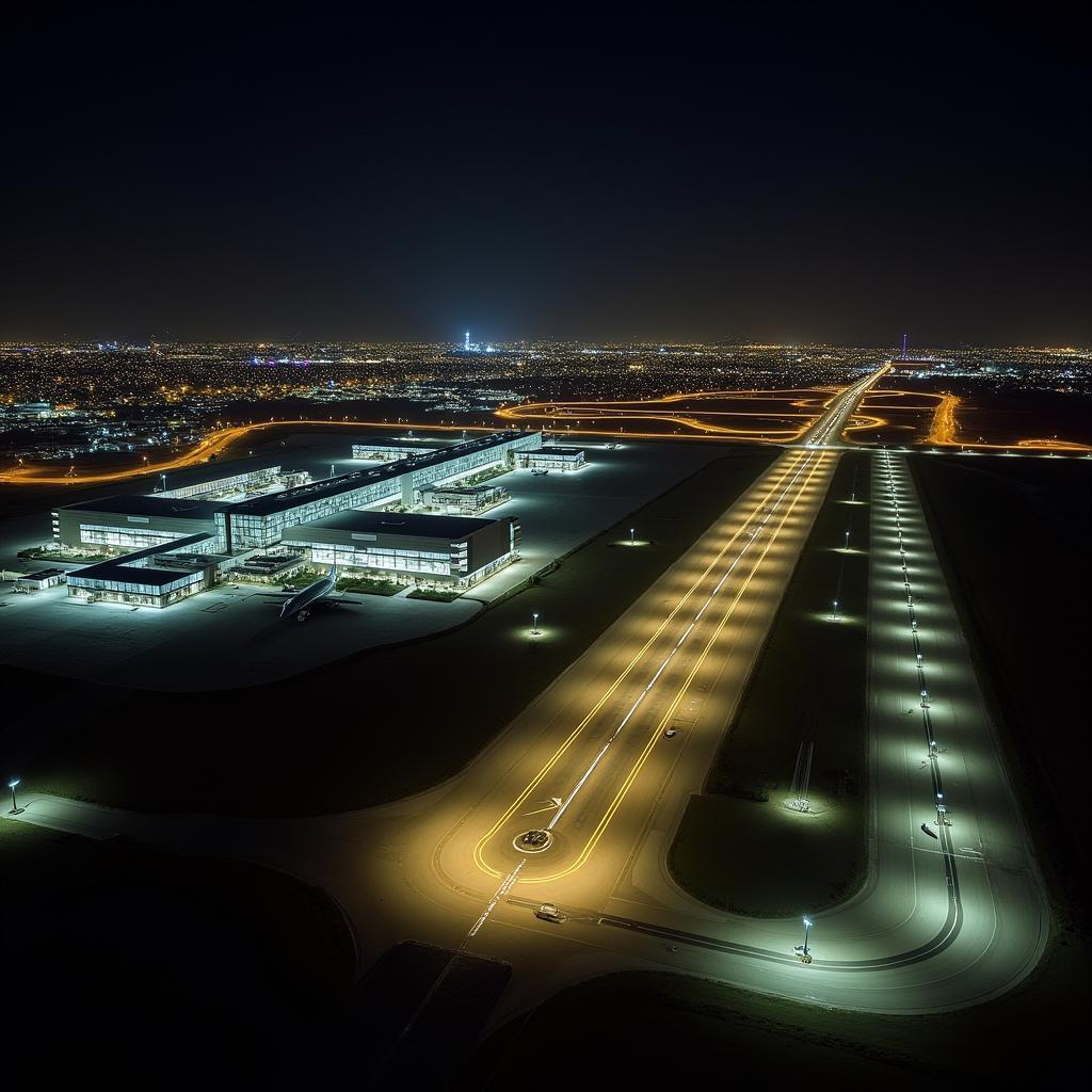 Aerial View of Khartoum Airport at Night