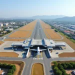 Kishangarh Airport Overview - A panoramic view of the airport, showcasing the runway, terminal building, and surrounding infrastructure