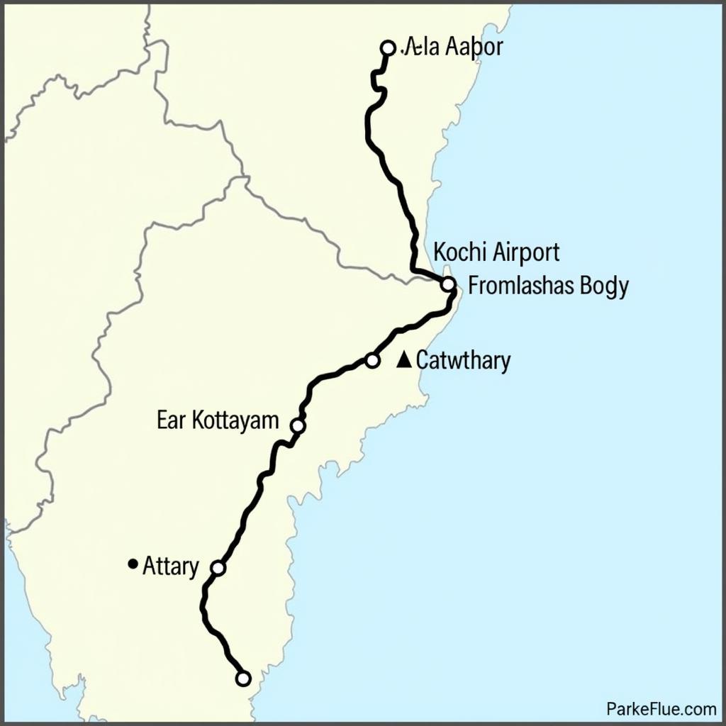 Kochi Airport to Kottayam Route Map