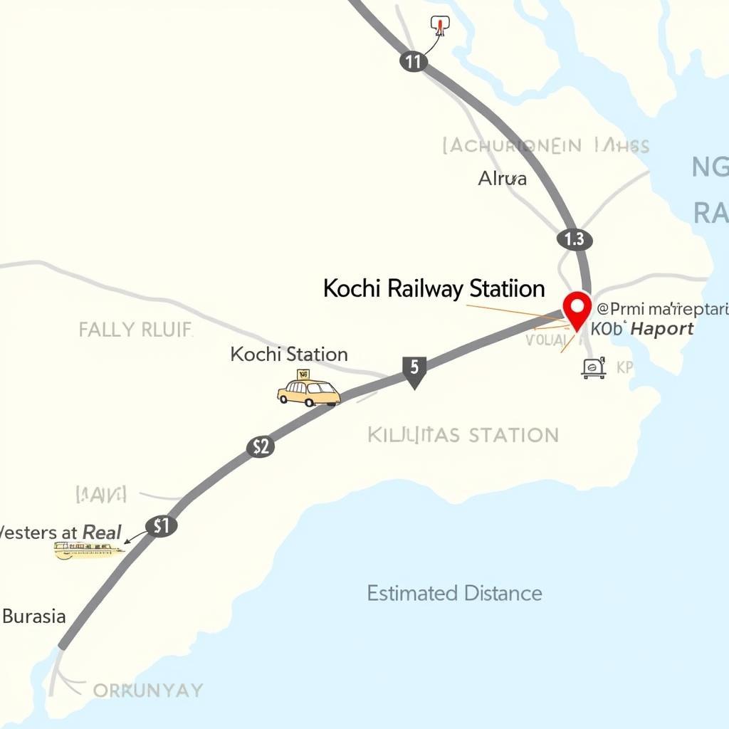 Kochi Railway Station to Airport Map Showing Various Routes and Transportation Options