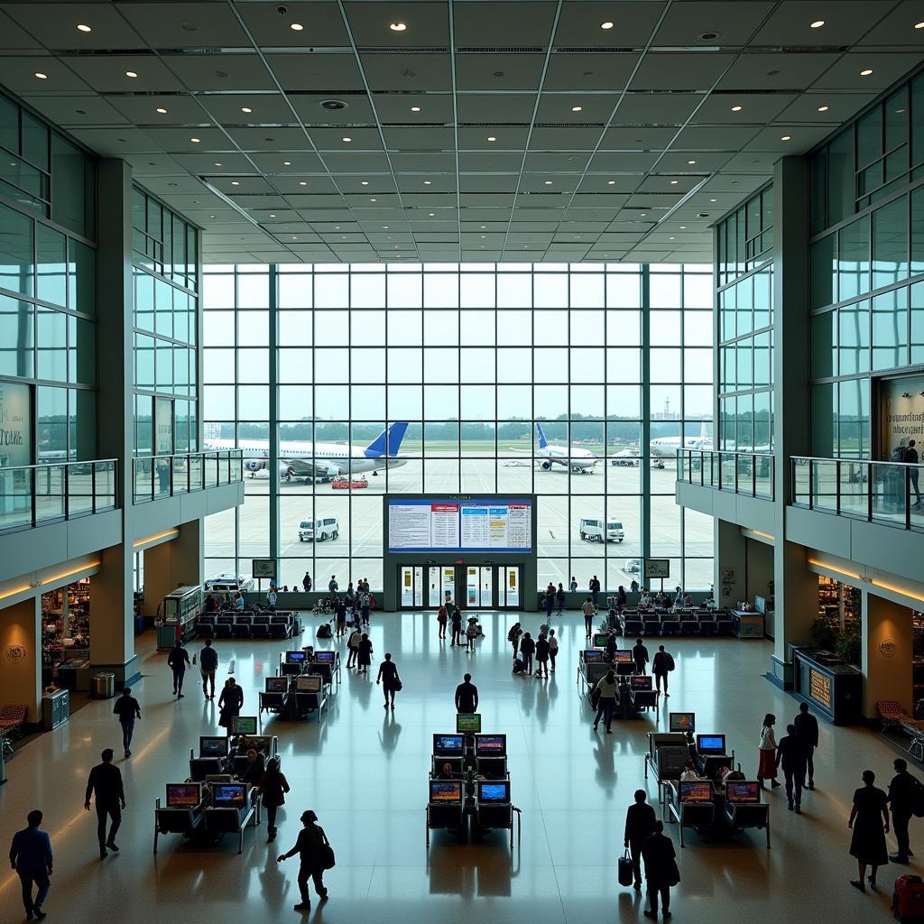 Kolkata Airport Terminal Overview: A panoramic view of the modern terminal building.