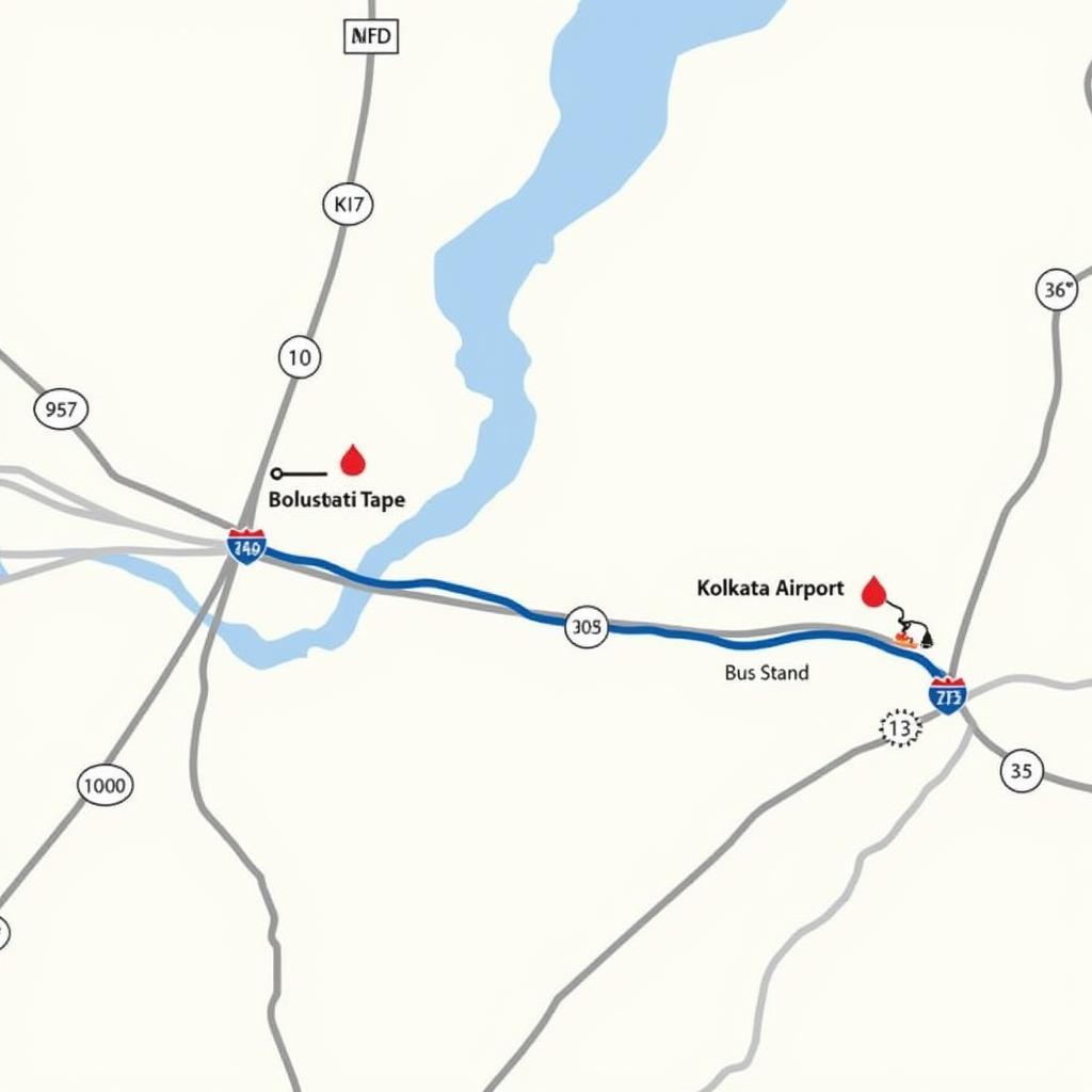 Kolkata Airport to Babughat Map