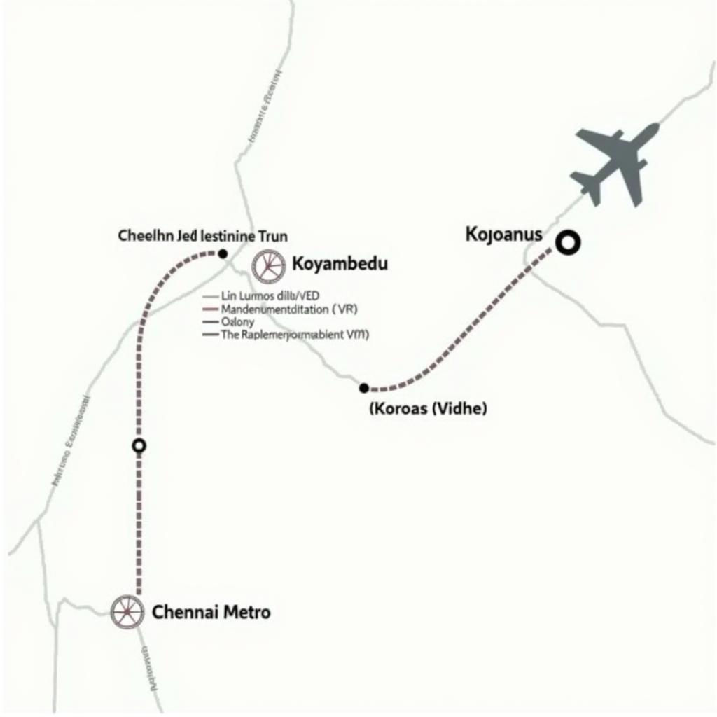 Chennai Metro Map from Koyambedu to Airport