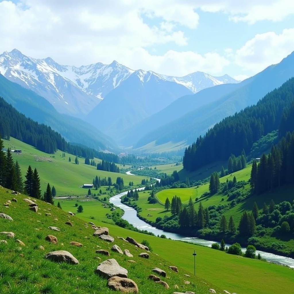 Kullu Manali Valley View from Bhuntar Airport: The scenic beauty of the Kullu Manali valley unfolds as seen from A.A. Ansari Bhuntar Airport, highlighting the stunning landscapes that await visitors.