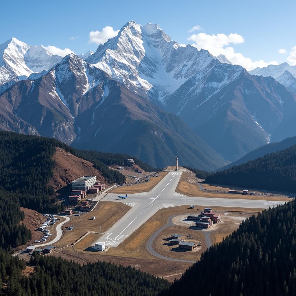 Kushok Bakula Rimpochee Airport Aerial View