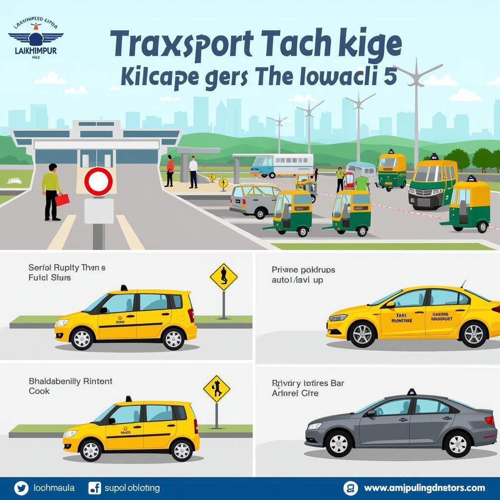 Lakhimpur Airport Transportation Options - Taxis and auto-rickshaws waiting outside the terminal