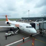 A flight preparing for departure from Kochi International Airport, bound for Lakshadweep's Agatti Airport.