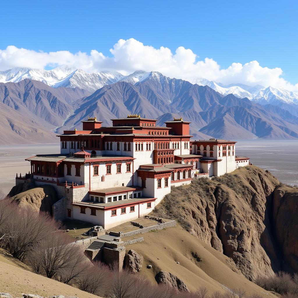 Panoramic View of Leh Palace and Surrounding Mountains