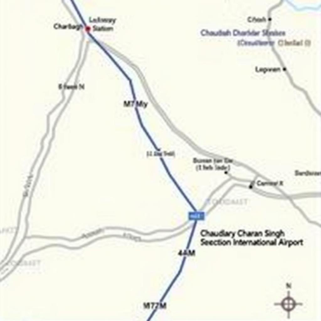 Map showing distance between Lucknow Airport and Railway Station