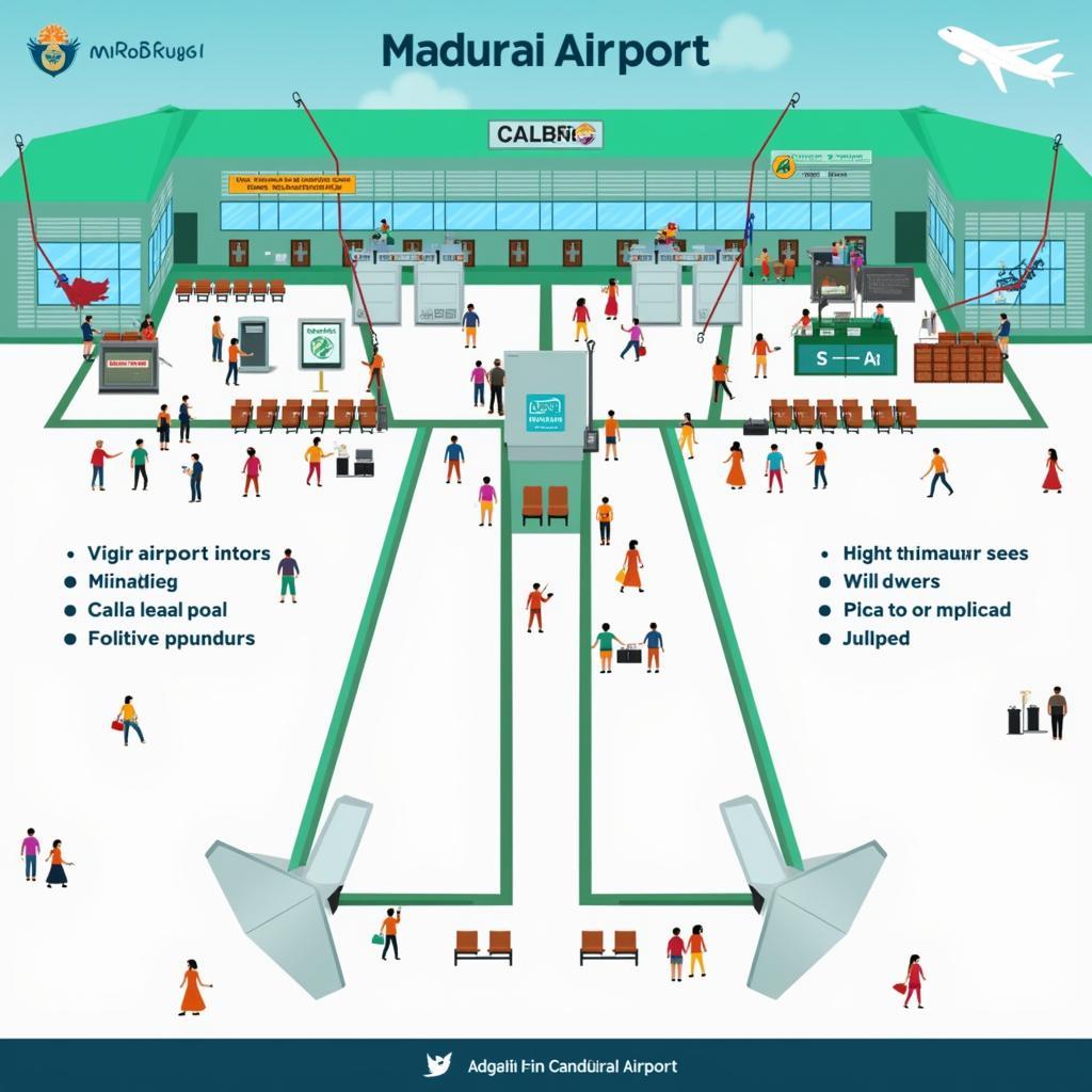 Inside view of the Madurai Airport terminal, showcasing its facilities.