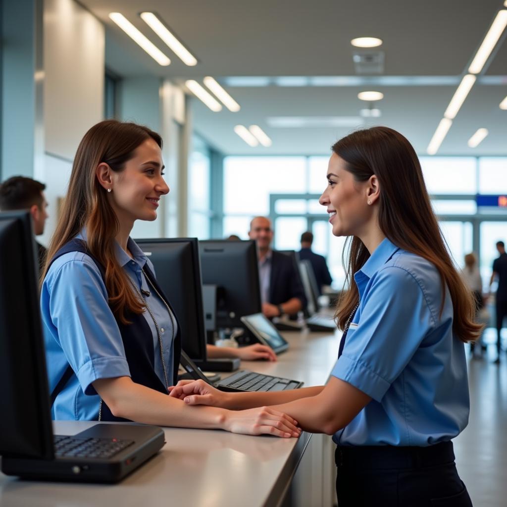 Malta Airport Customer Service Representatives Assisting Passengers