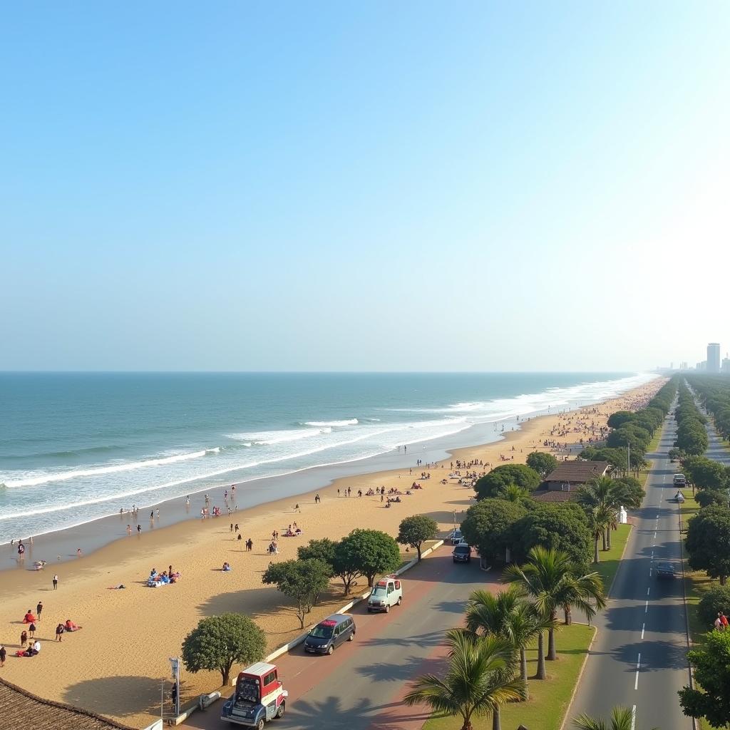 Arriving at Marina Beach from Chennai Airport