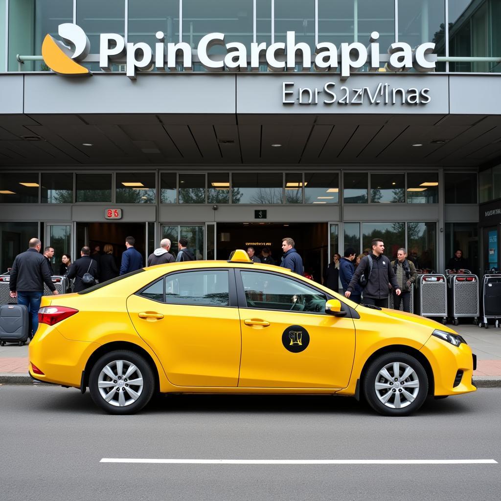 Milan taxi waiting outside MXP airport