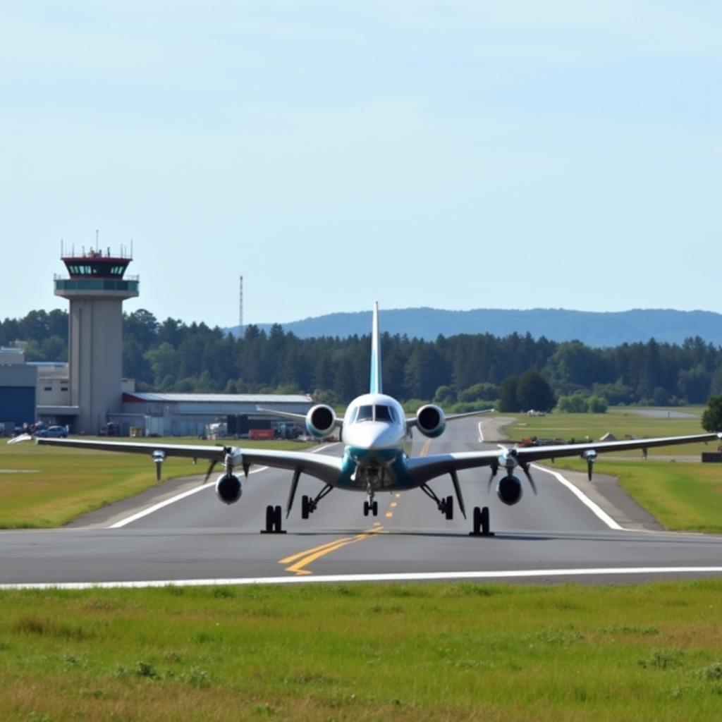 Aircraft taking off from Mingaladon Airport runway