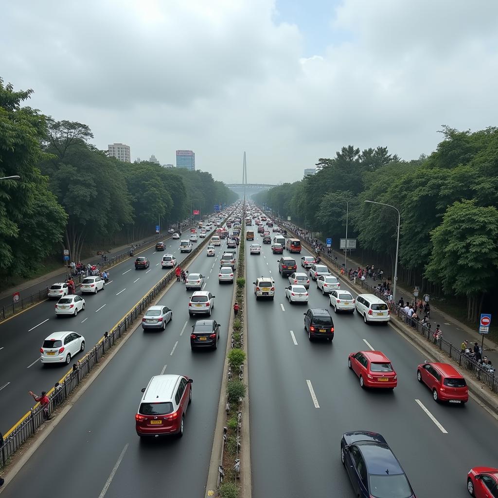 Mumbai Belapur Highway Traffic - Cars navigating the busy highway connecting Mumbai and Belapur.