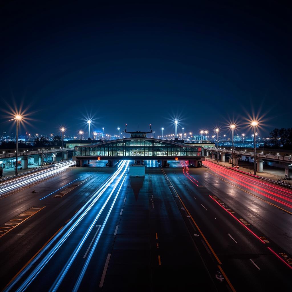 Munich Airport Night View Long Exposure