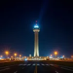 Muscat Airport Control Tower at Night