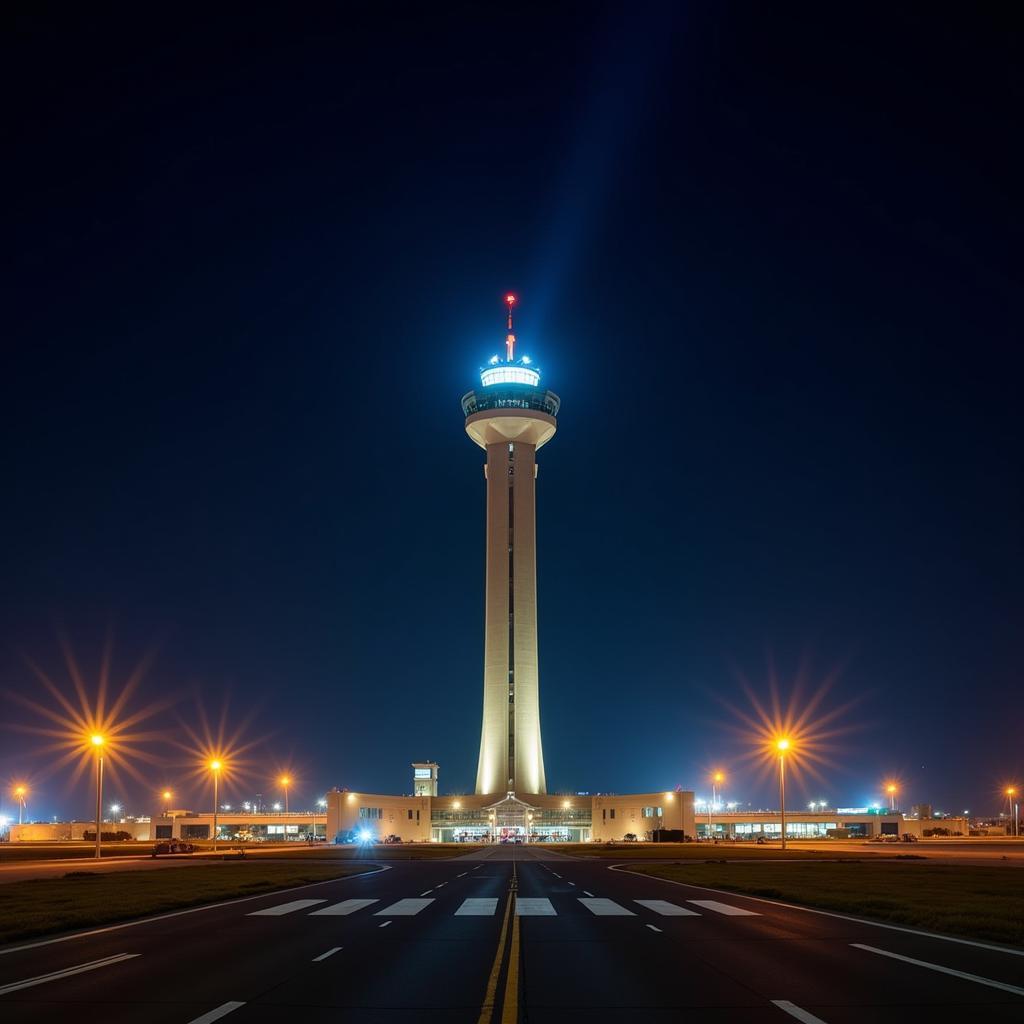 Muscat Airport Control Tower at Night