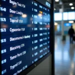 Mysore Airport flight schedule information screen displaying various destinations and departure times