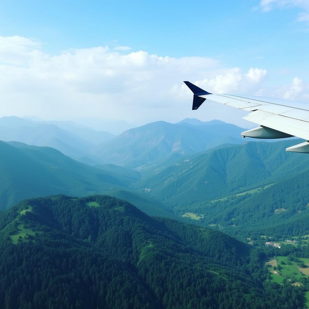 A picturesque view of the Nagaland landscape after departing from Dimapur Airport (VOB).