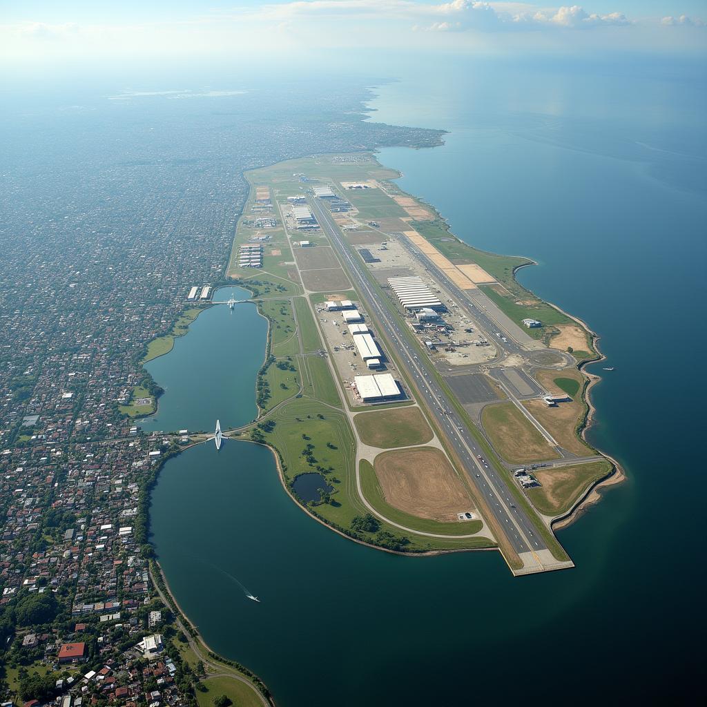 Navi Mumbai Airport Aerial View Showing Surrounding Area and Proximity to Waterways